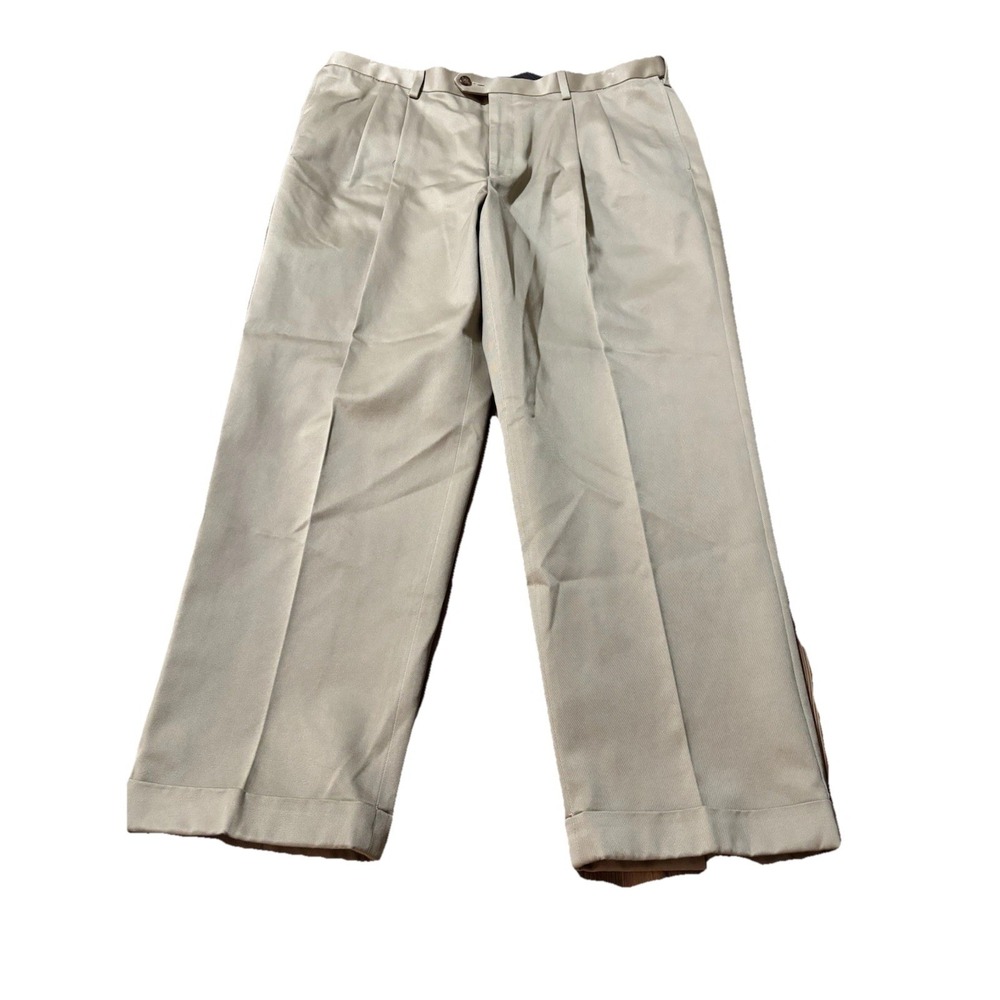 Savane Mens 38x29 Pleated Straight Fit No Iron Cuffed Khaki Dress Pants NEW‎ NWT